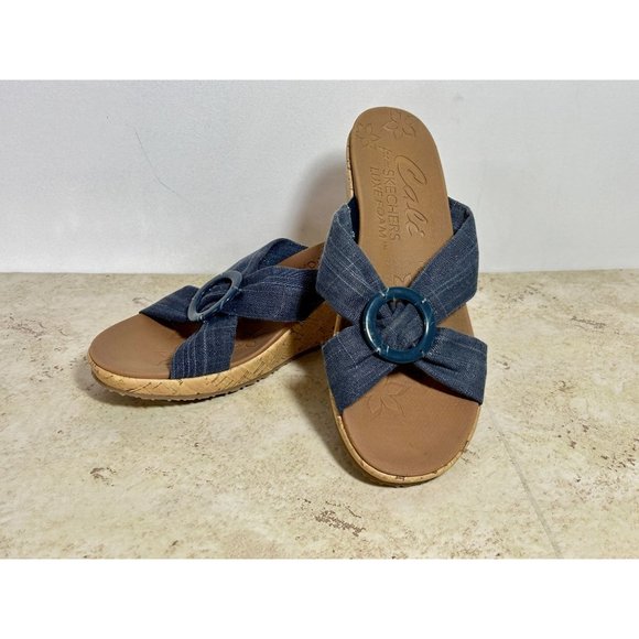 Skechers Women's Beverlee - Sail Twist Sandal in Blue/Tan - Size 10 - Picture 1 of 11